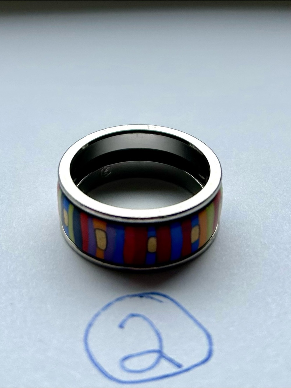 FREYWILLE Ring 💍 - Hundertwasser “Spiral of Life” Miss Ring Fire Enamel Silver - Picture 11 of 13